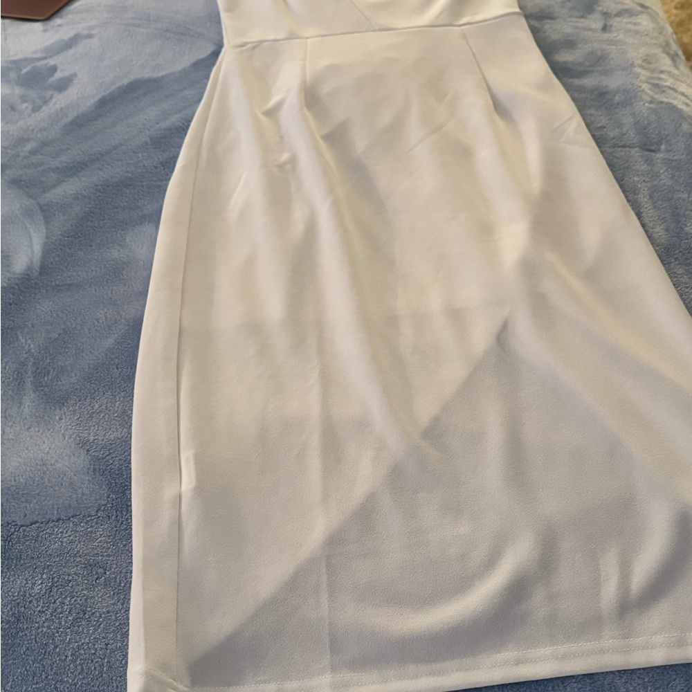 PrettyGarden Cream Asymmetrical Wrap Pencil Skirt Women’s Small NWT Midi - Picture 6 of 12